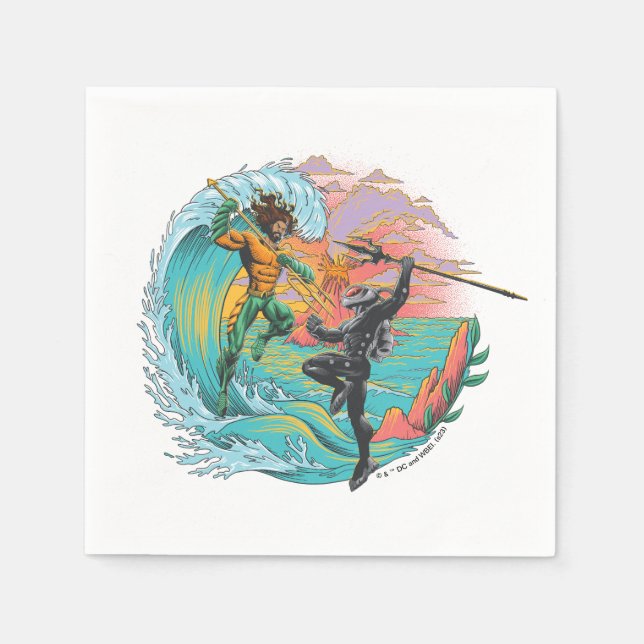 Aquaman & Black Manta Tidal Wave Napkins (Front)