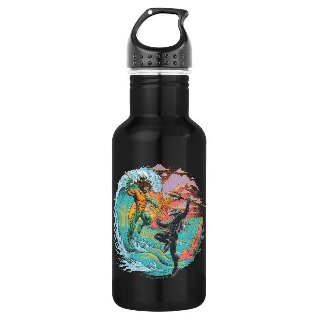 Aquaman & Black Manta Tidal Wave Stainless Steel Water Bottle (Front)