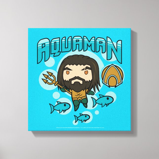 Aquaman | Chibi Aquaman Undersea Graphic Canvas Print (Front)