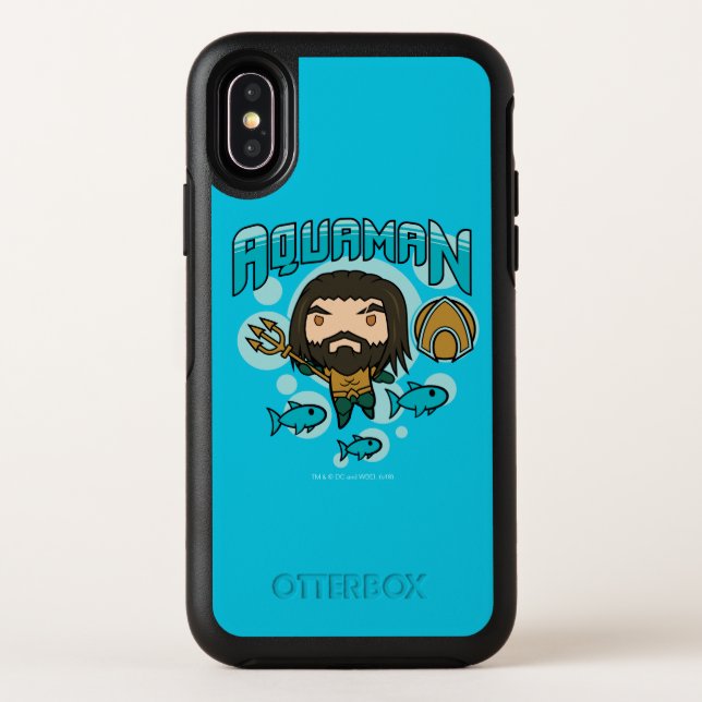 Aquaman | Chibi Aquaman Undersea Graphic Otterbox iPhone Case (Back)