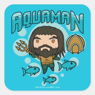 Aquaman Chibi Aquaman Undersea Graphic Square Sticker