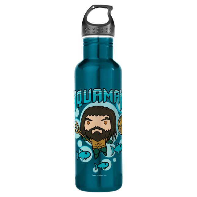 Aquaman | Chibi Aquaman Undersea Graphic Stainless Steel Water Bottle (Front)