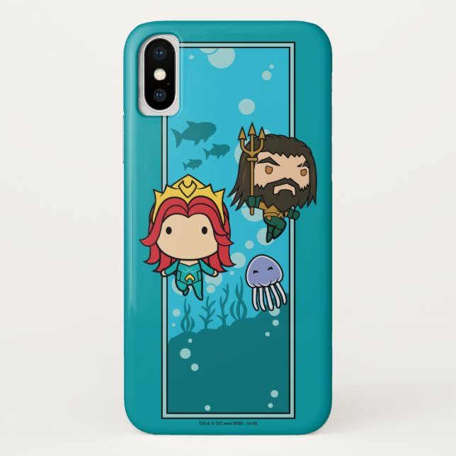 Aquaman | Chibi Mera & Aquaman Undersea Graphic Case-Mate iPhone Case (Back)