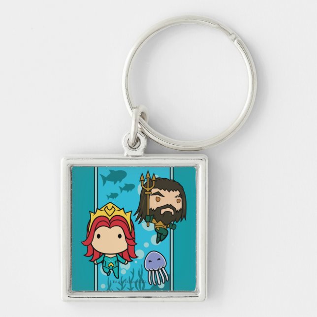 Aquaman | Chibi Mera & Aquaman Undersea Graphic Keychain (Front)