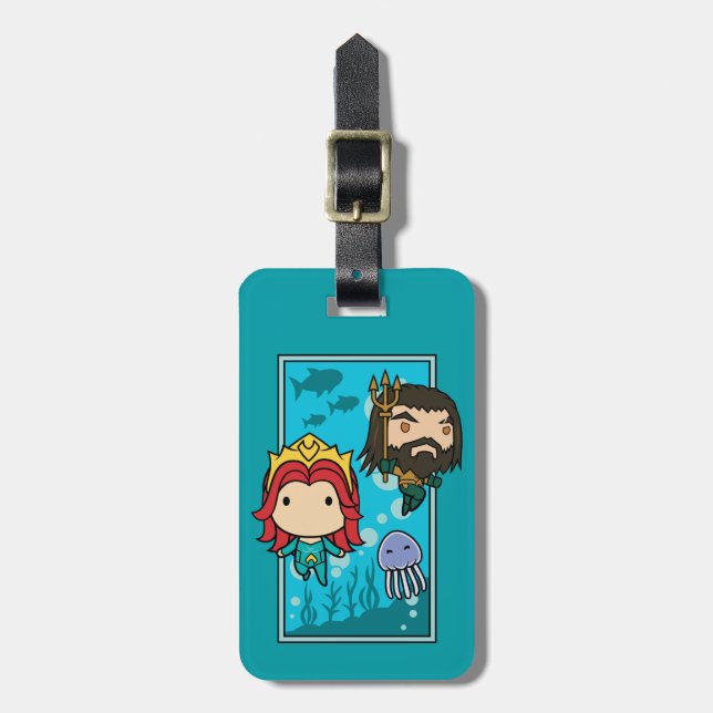 Aquaman | Chibi Mera & Aquaman Undersea Graphic Luggage Tag (Front Vertical)