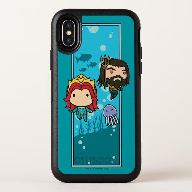 Aquaman | Chibi Mera & Aquaman Undersea Graphic Otterbox iPhone Case (Back)