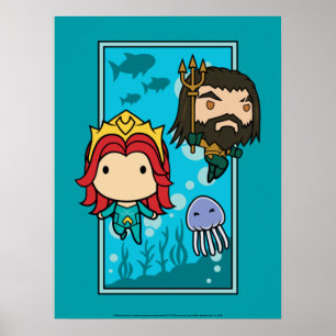 Aquaman Chibi Mera & Aquaman Undersea Graphic Poster