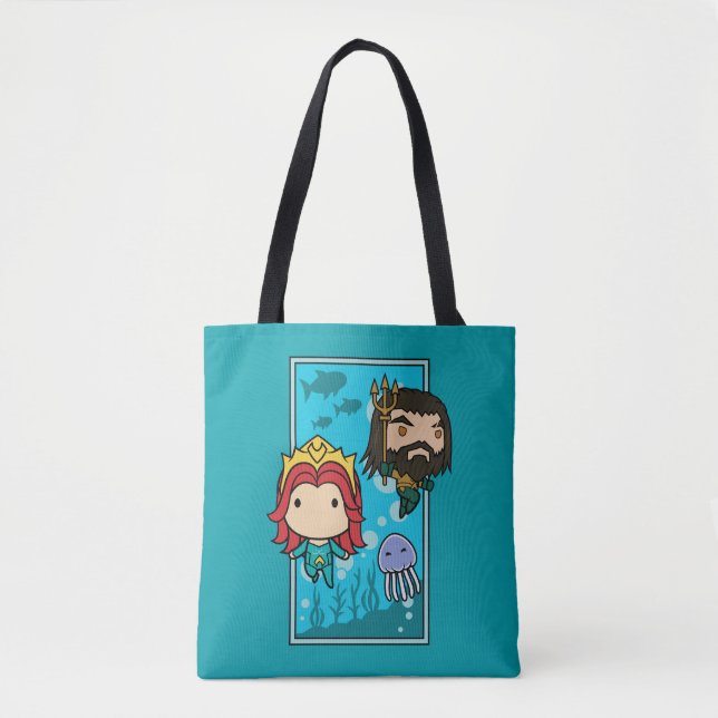 Aquaman | Chibi Mera & Aquaman Undersea Graphic Tote Bag (Front)