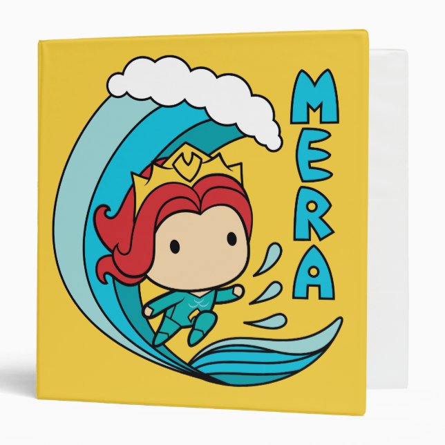 Aquaman | Chibi Mera Riding Wave Graphic 3 Ring Binder (Front/Inside)