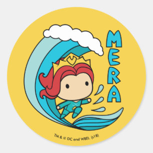 Aquaman Chibi Mera Riding Wave Graphic Classic Round Sticker