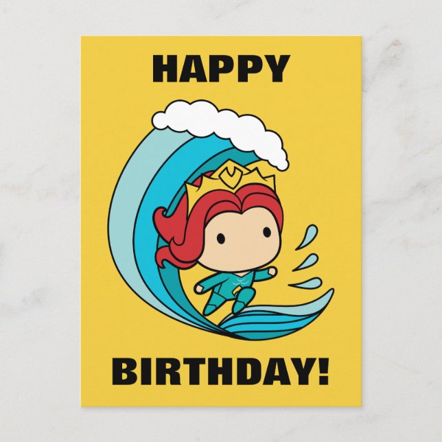 Aquaman | Chibi Mera Riding Wave Graphic Postcard (Front)