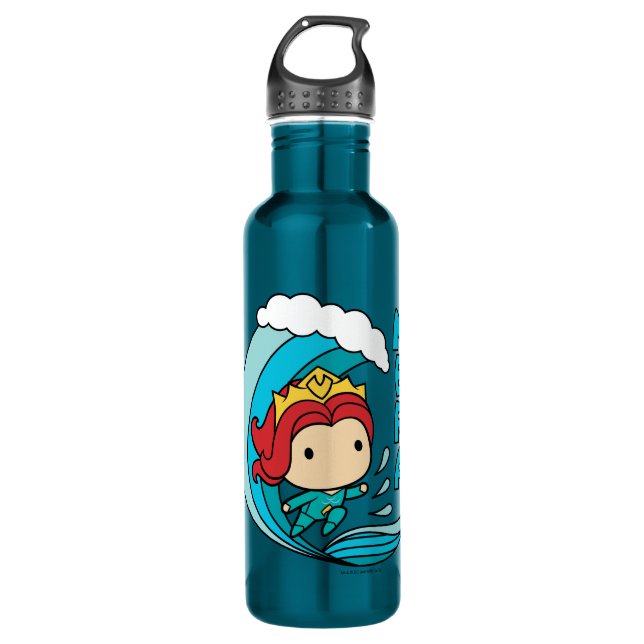 Aquaman | Chibi Mera Riding Wave Graphic Stainless Steel Water Bottle (Front)