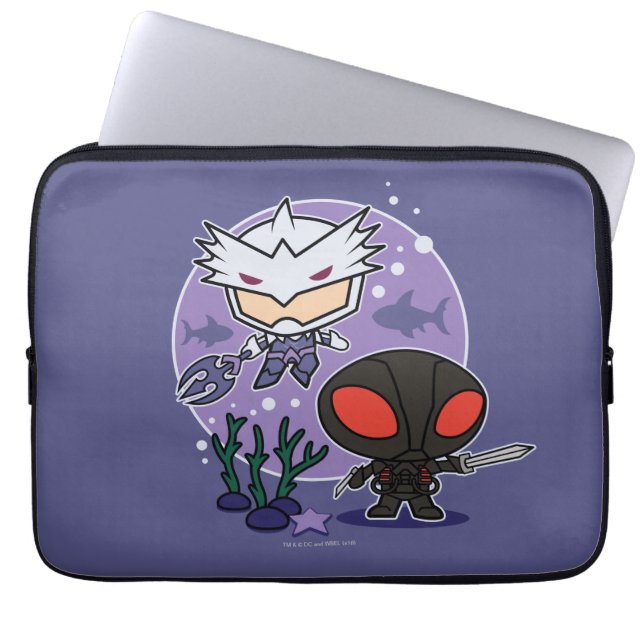 Aquaman | Chibi Orm & Black Manta Undersea Graphic Laptop Sleeve (Front)