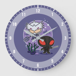Aquaman Chibi Orm & Black Manta Undersea Graphic Large Clock