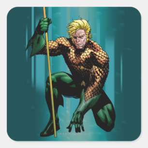 Aquaman Crouching Square Sticker