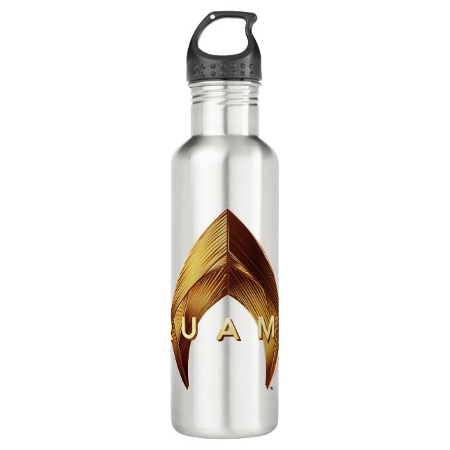 Aquaman | Golden Aquaman Logo Stainless Steel Water Bottle (Front)