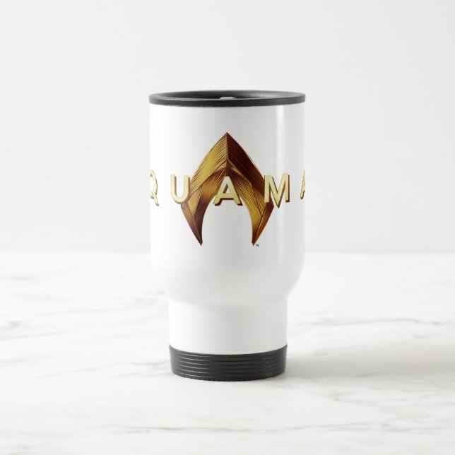 Aquaman | Golden Aquaman Logo Travel Mug (Center)