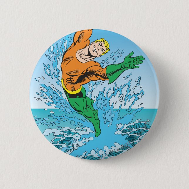 Aquaman Jumps Out of Sea Button (Front)