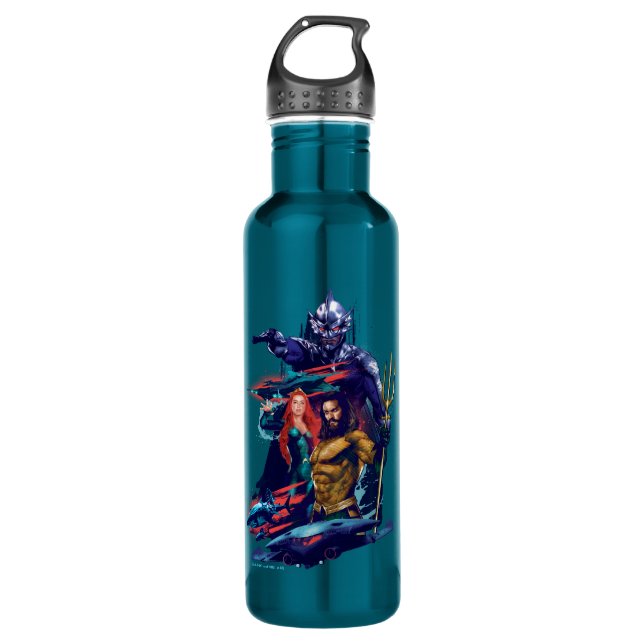 Aquaman | King Orm Versus Mera & Aquaman Stainless Steel Water Bottle (Front)