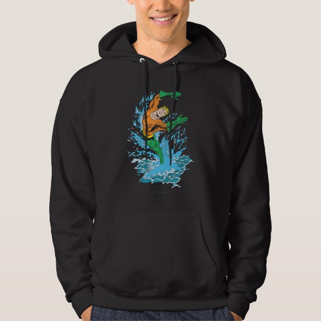 Aquaman Leaps in Wave Hoodie (Front)