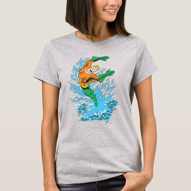 Aquaman Leaps in Wave T-Shirt (Front)