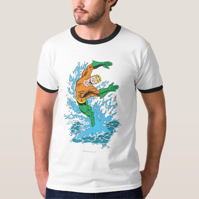 Aquaman Leaps in Wave T-Shirt (Front)