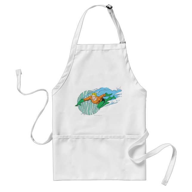 Aquaman Leaps Left Adult Apron (Front)