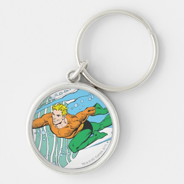 Aquaman Leaps Left Keychain (Front)