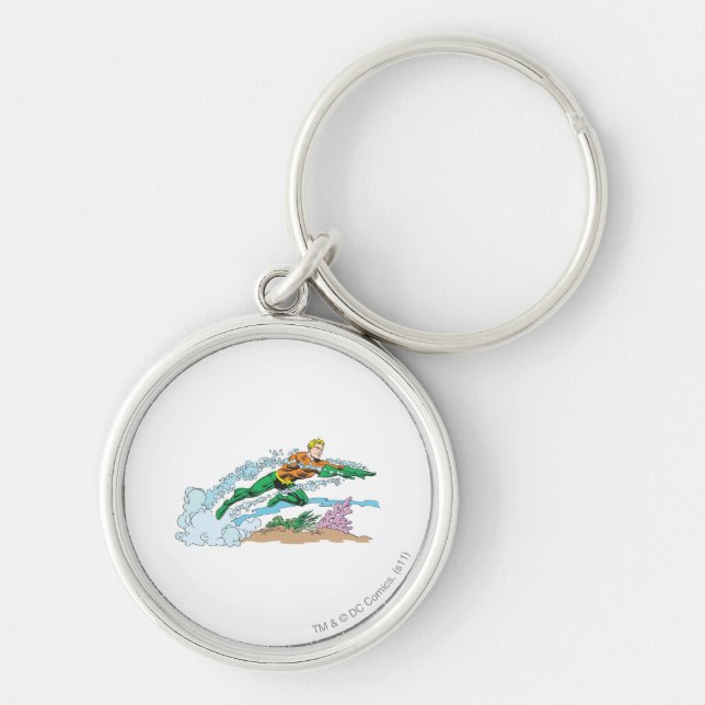 Aquaman Leaps Over Coral Keychain (Front)