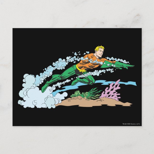 Aquaman Leaps Over Coral Postcard (Front)