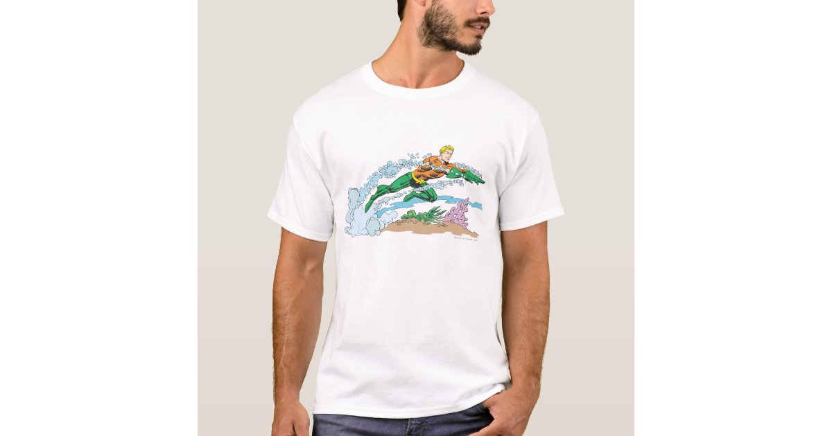 Aquaman Leaps Over Coral T-Shirt | Zazzle