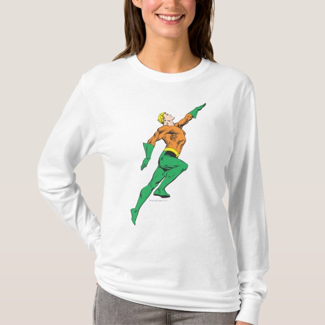 Aquaman Leaps Up T-Shirt (Front)