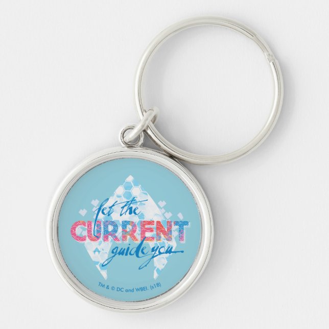 Aquaman | "Let The Current Guide You" Logo Graphic Keychain (Front)