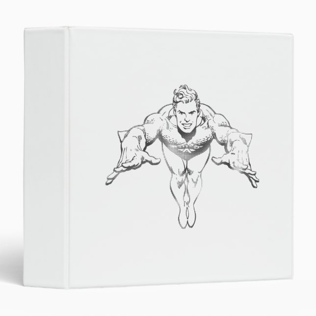 Aquaman Lunging Forward BW 3 Ring Binder (Front/Spine)