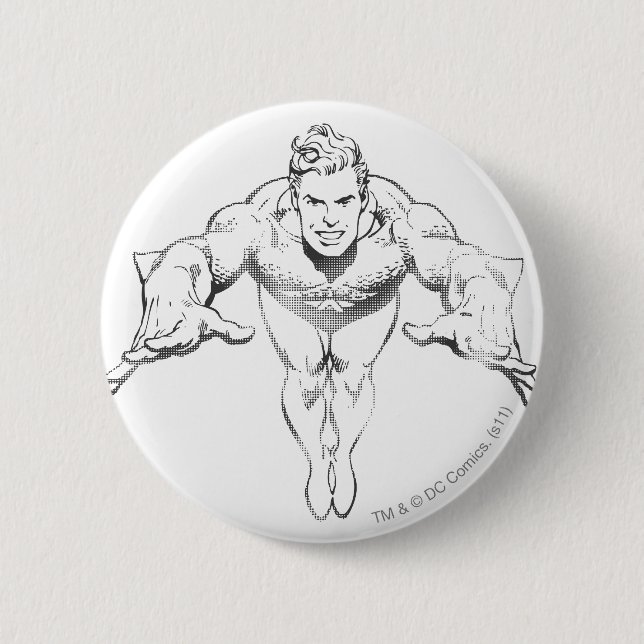 Aquaman Lunging Forward BW Button (Front)