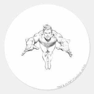 Aquaman Lunging Forward BW Classic Round Sticker