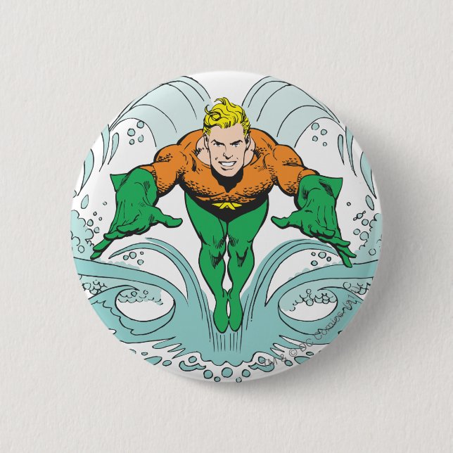 Aquaman Lunging Forward Pinback Button (Front)