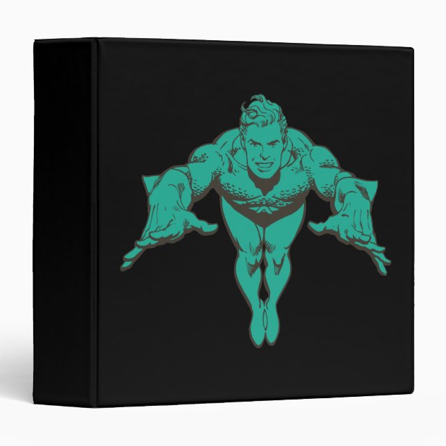 Aquaman Lunging Forward - Teal 3 Ring Binder (Front/Spine)
