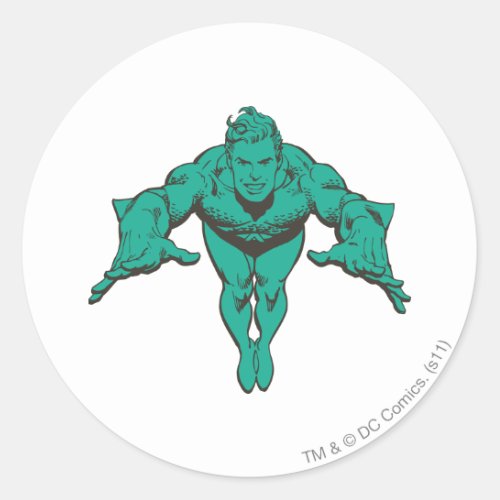 Aquaman Lunging Forward _ Teal Classic Round Sticker