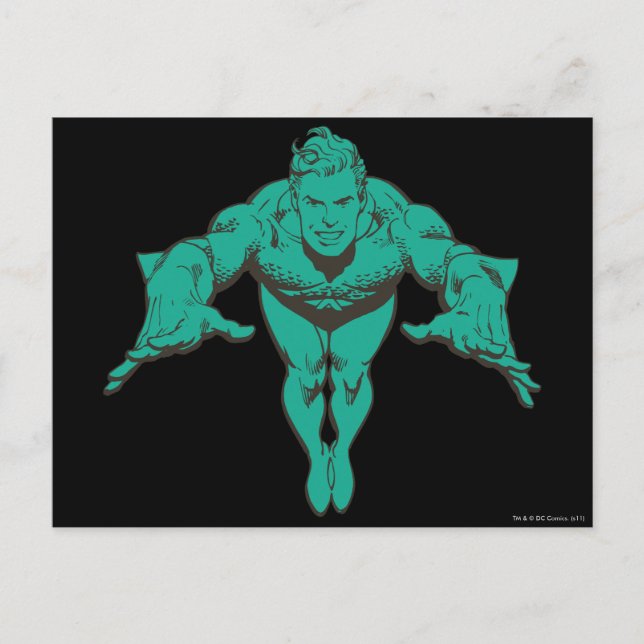 Aquaman Lunging Forward - Teal Postcard (Front)