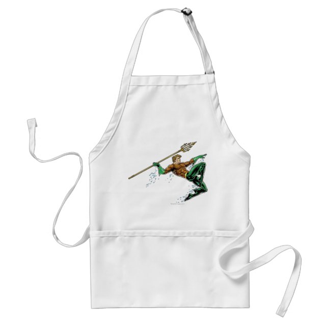 Aquaman Lunging with Spear Adult Apron (Front)