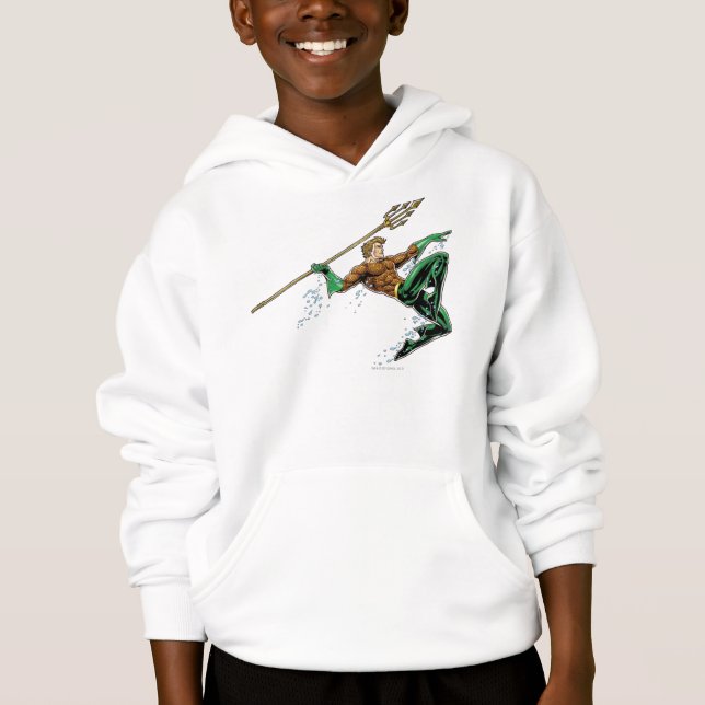 Aquaman Lunging with Spear Hoodie (Front)