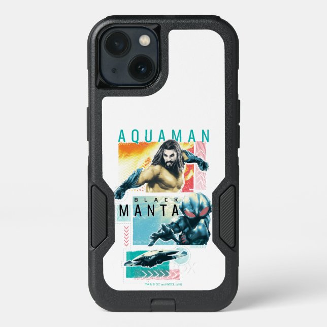 Aquaman | Modernist Aquaman & Black Manta Graphic Otterbox iPhone Case (Back)