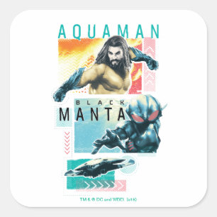 Aquaman Modernist Aquaman & Black Manta Graphic Square Sticker