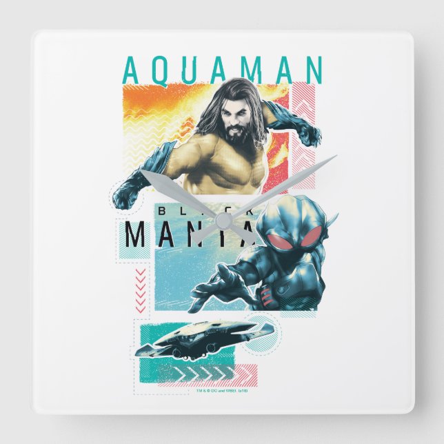 Aquaman | Modernist Aquaman & Black Manta Graphic Square Wall Clock (Front)