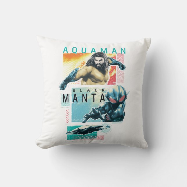 Aquaman | Modernist Aquaman & Black Manta Graphic Throw Pillow (Front)
