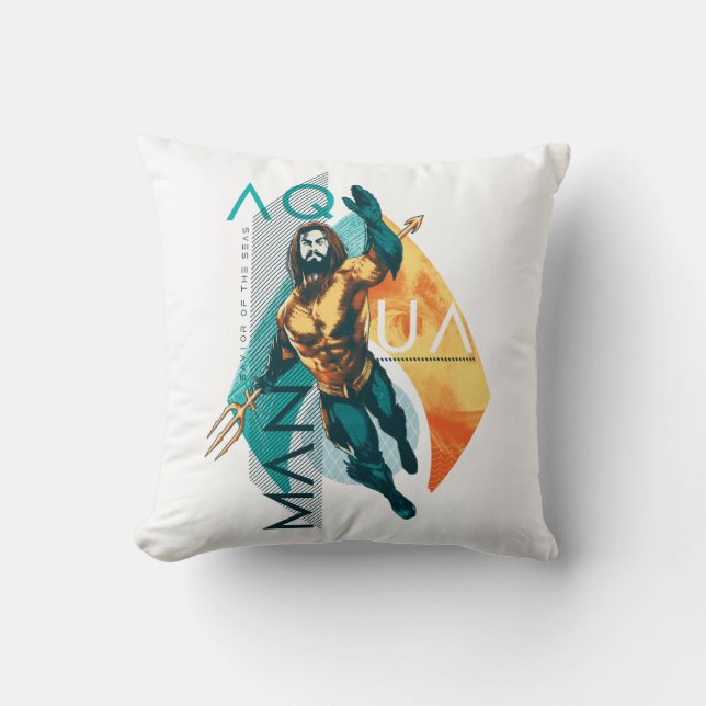 Aquaman | Modernist Aquaman Collage Throw Pillow (Front)