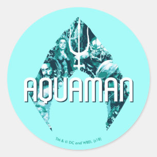 Aquaman Orin, Mera, Orm & Black Manta In Symbol Classic Round Sticker