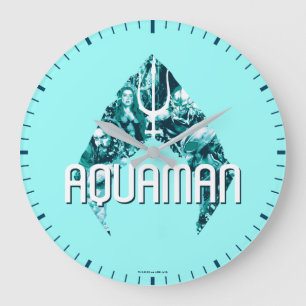 Aquaman Orin, Mera, Orm & Black Manta In Symbol Large Clock