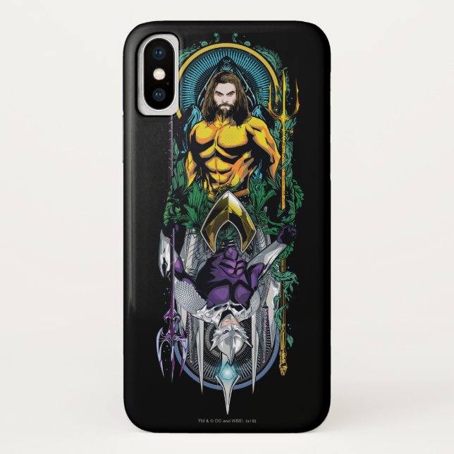 Aquaman | Orin & Orm Reversible Art Nouveau Panel Case-Mate iPhone Case (Back)